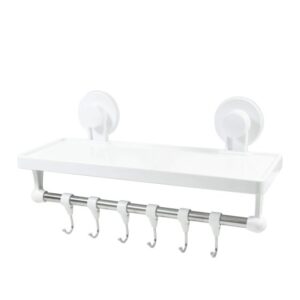 bathroom shelf with suction and hooks